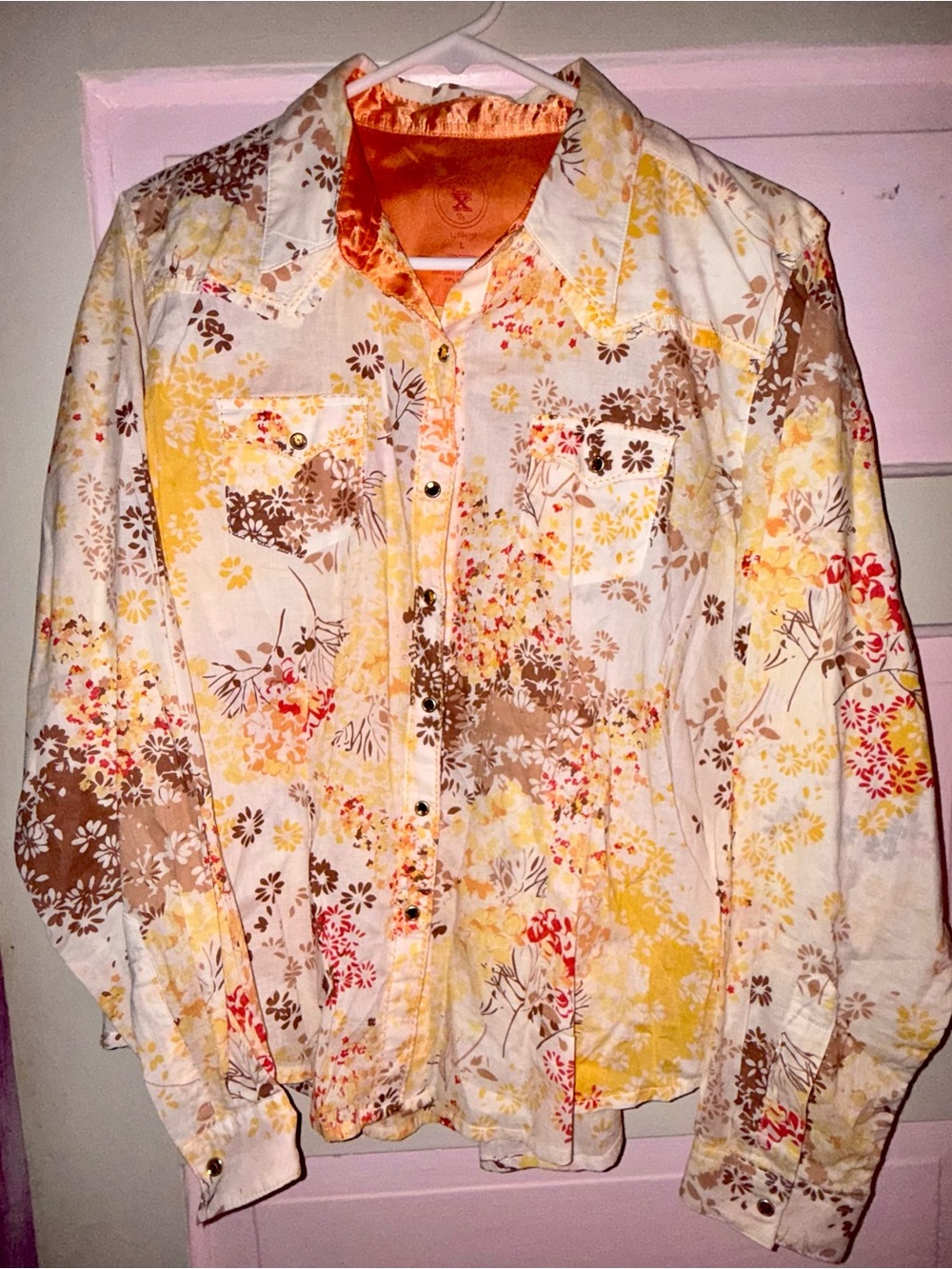 Wrangler Ultra 20X  Womans Yellow Floral Lightweight western shirt
